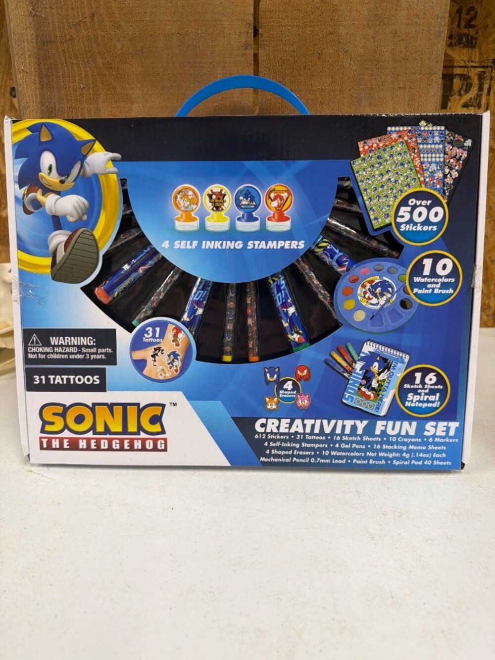 Sonic The Hedgehog Creativity Fun Art Set With Stickers Tattoos Markers Paints